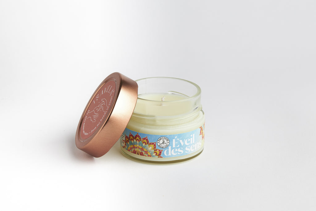 Massage Candle - Eveil des Sens - photo with open lid - The Candle You Can Wear