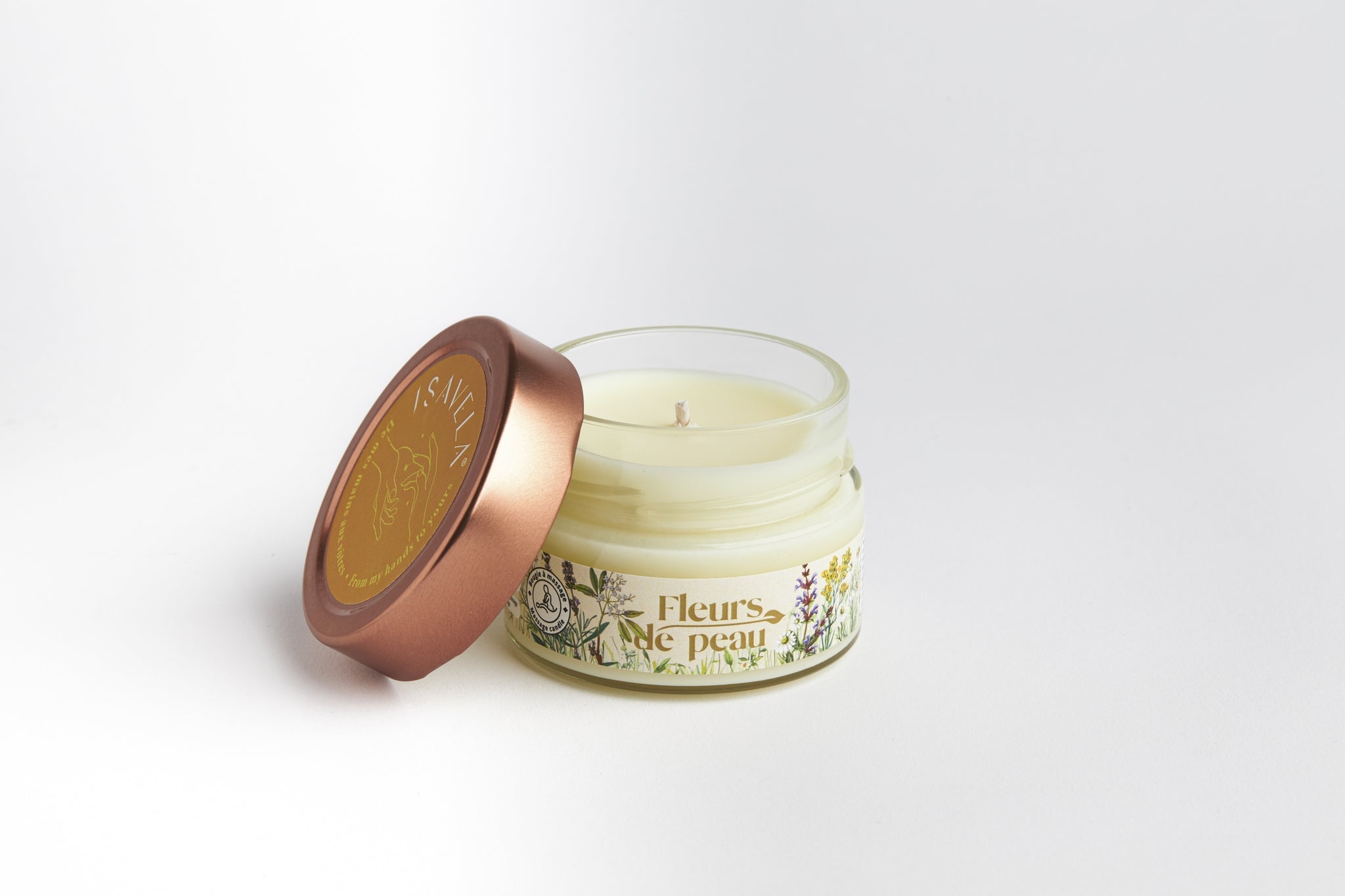 massage candle Fleurs de peau - photo 03 - Chamomile + Helichrysum + Lavender + Clary Sage + Amyris
