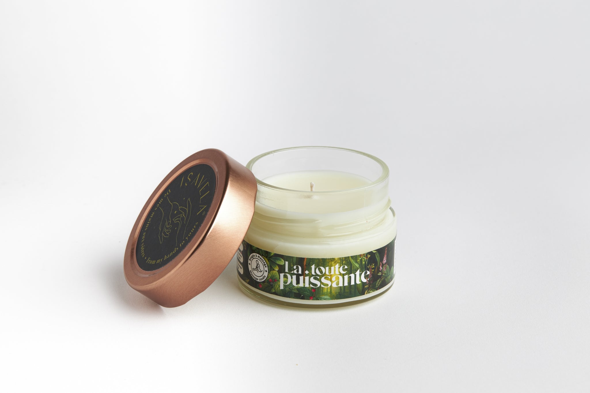 massage candle La Toute Puissante - candle with pure essential oils of Wintergreen + Eucalyptus + Peppermint  - photo 01 - candle main photo